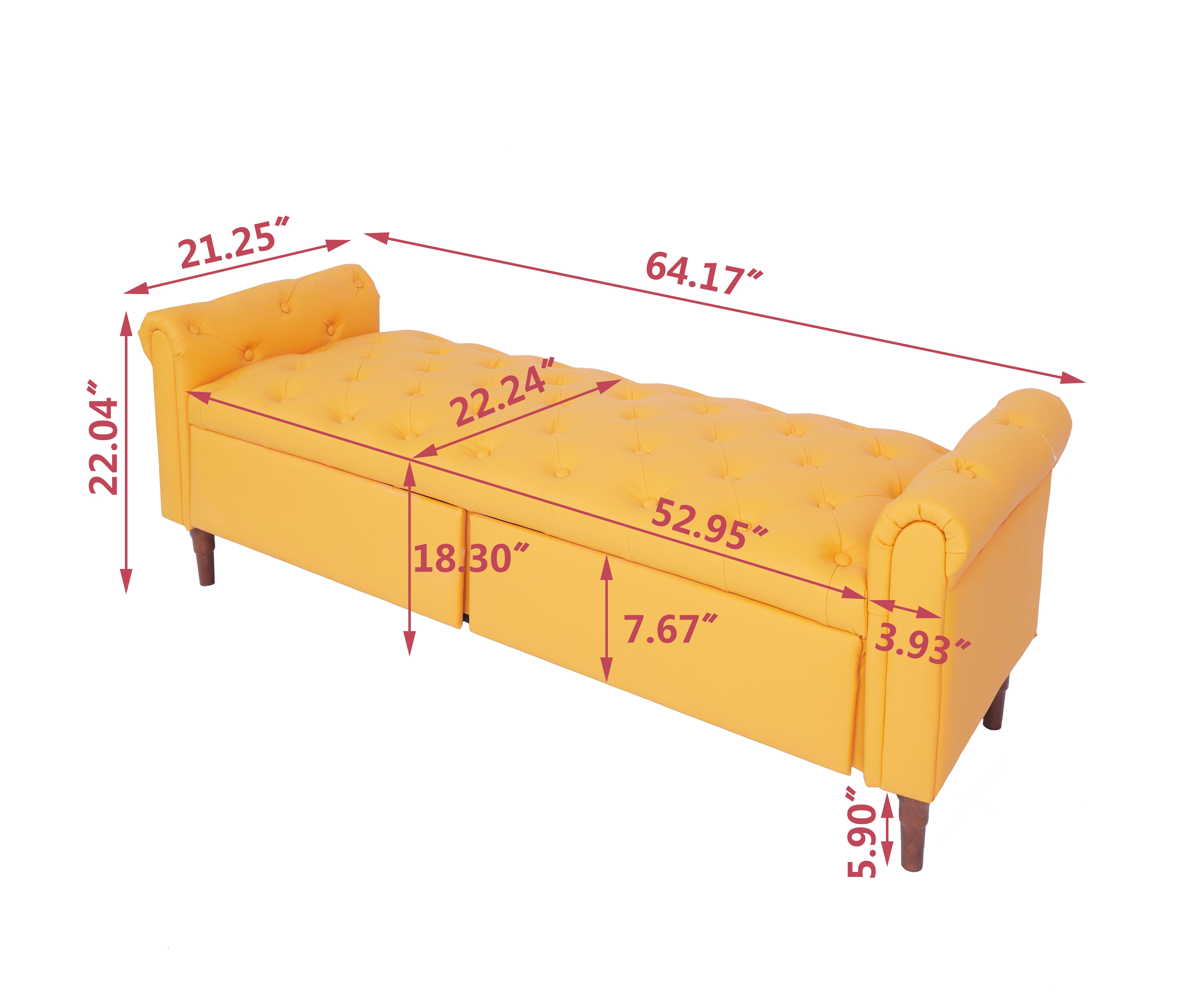 2081-PU Leather Storage Sofa Stool - Orange_voghion.com